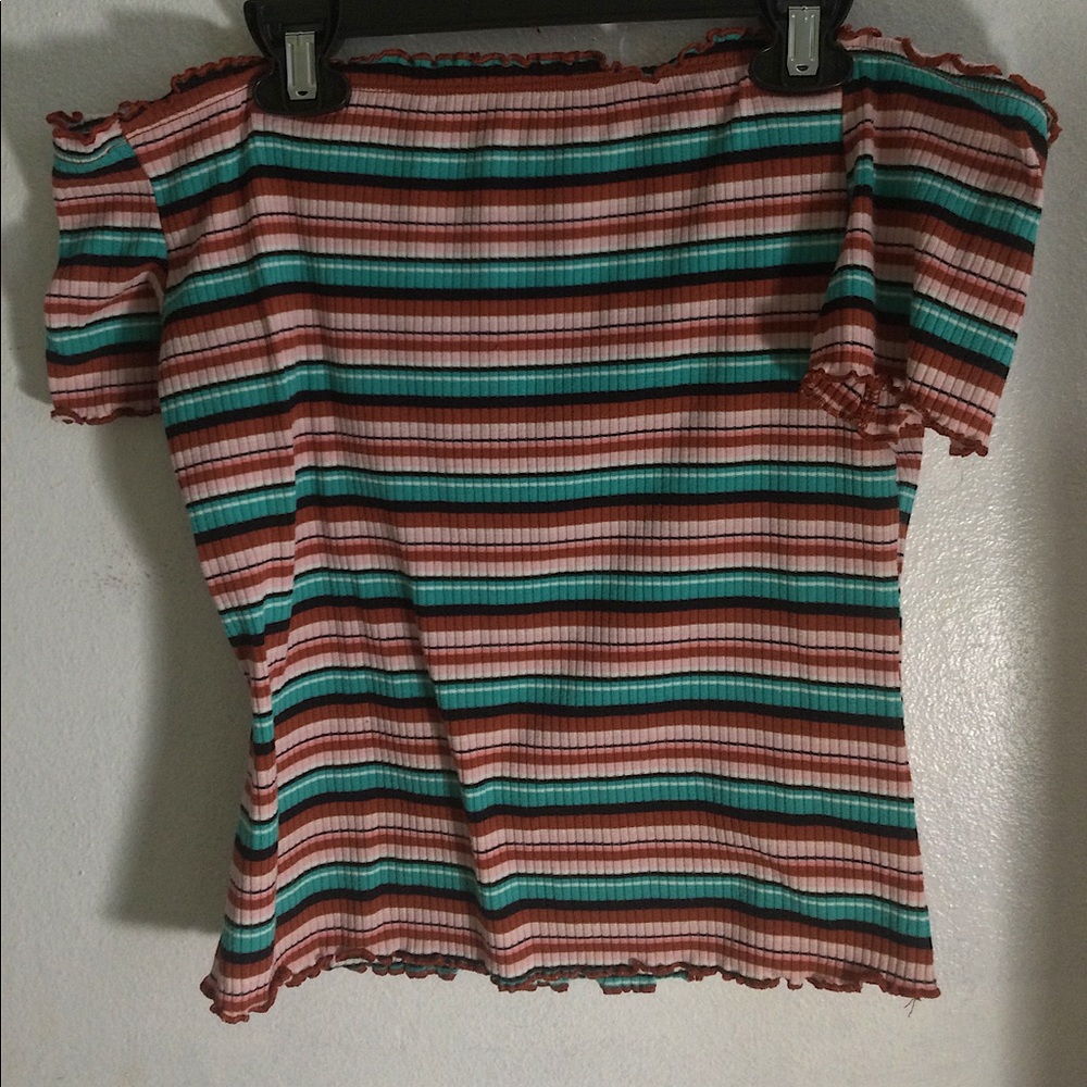 Arizona Juniors Striped Off The Shoulder Top